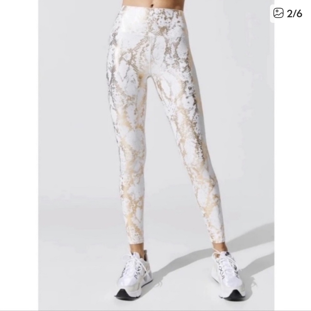 NWT --- Carbon38 White and Gold Snakeskin Leggings